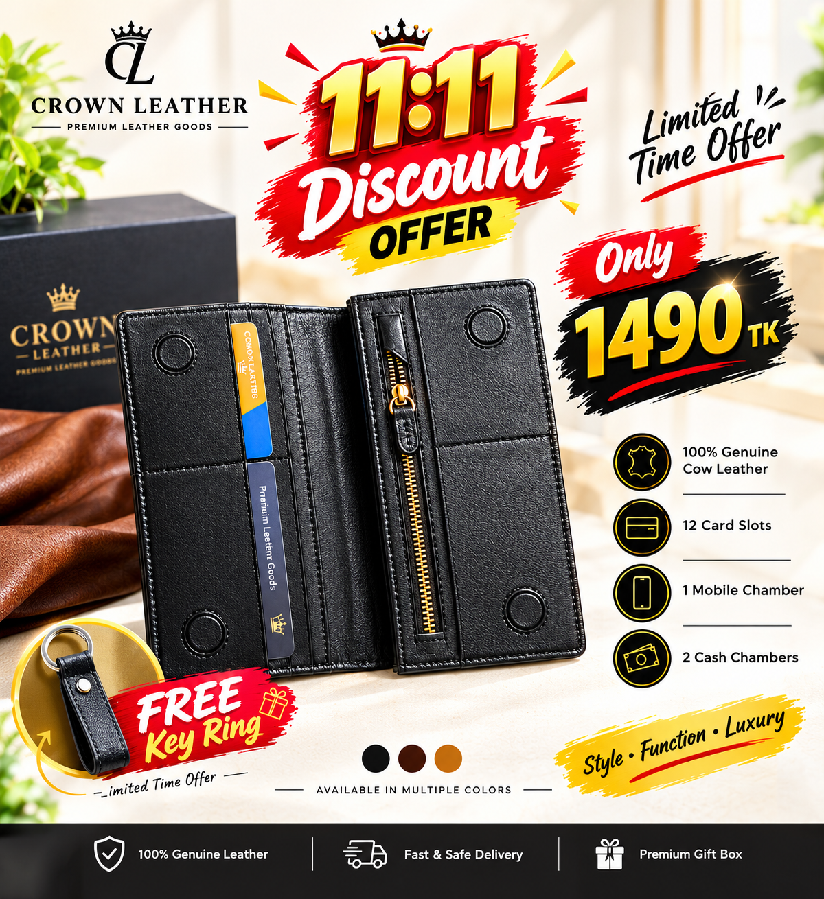 11_11 Crown Leather Wallet Offer