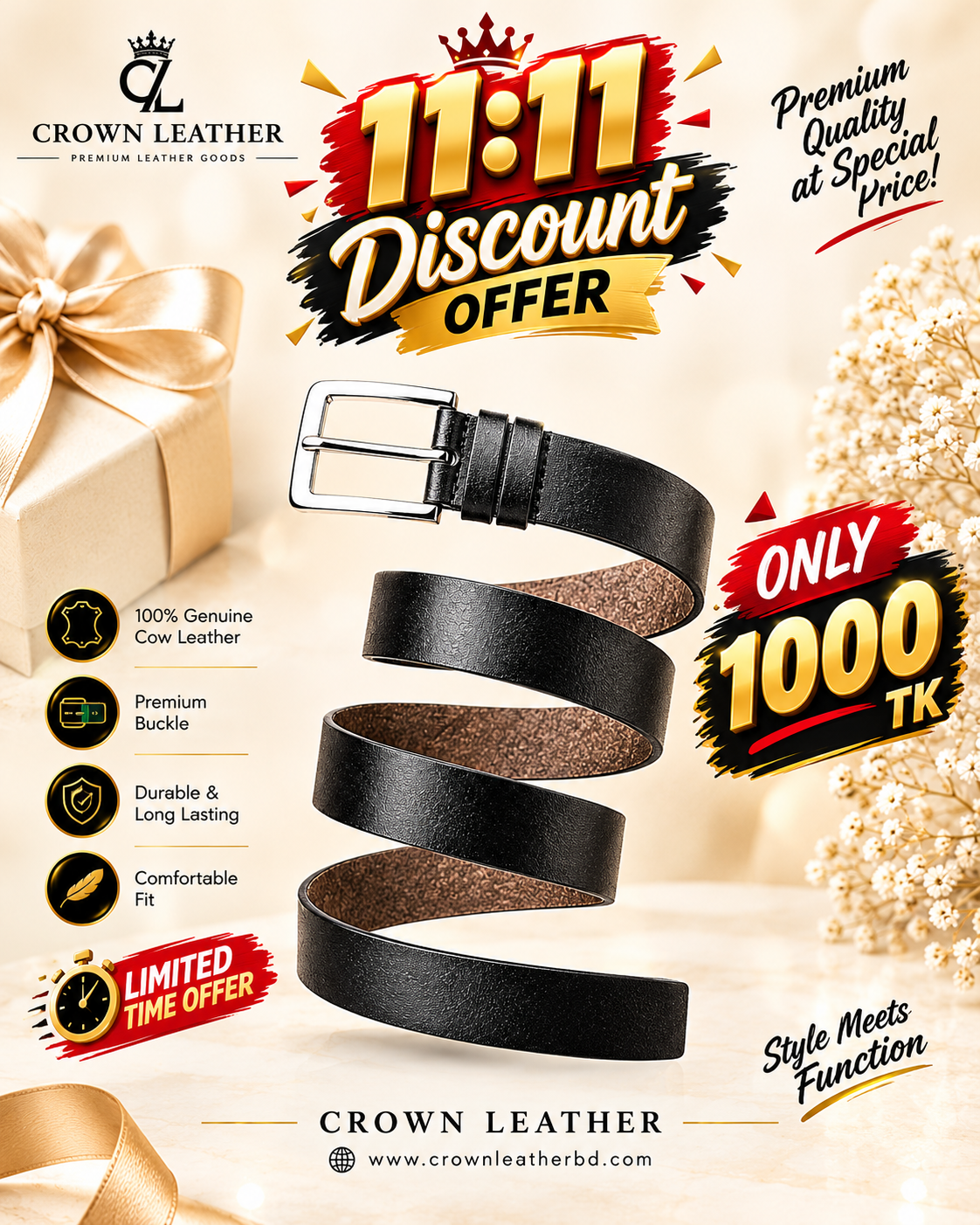 Crown Leather 11_11 Luxury Belt Offer