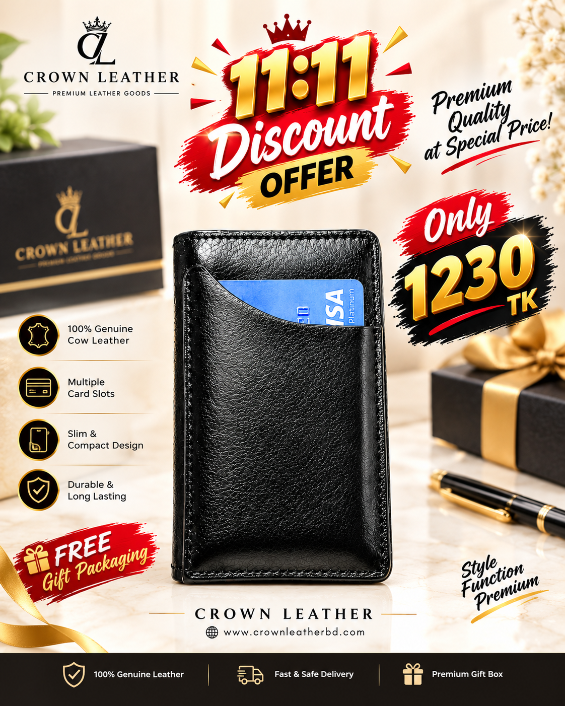 Crown Leather 11_11 Premium Wallet Offer