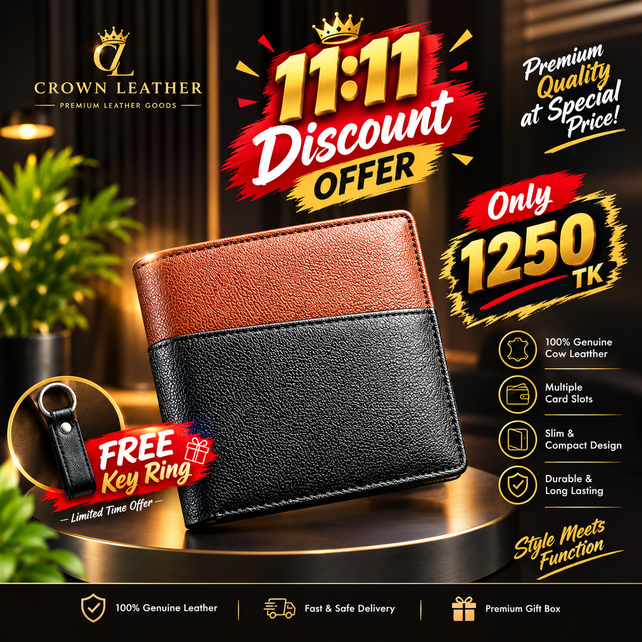Crown Leather Luxury Wallet Offer